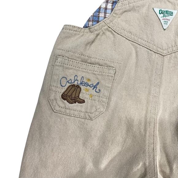 Oshkosh Bgosh Beige Overalls Farm Horse Cowboy Hat 3/6 Months - Picture 7 of 9